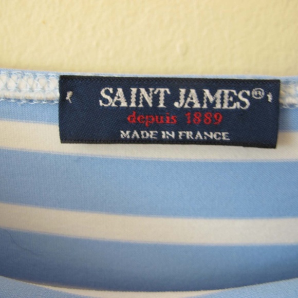 Saint James Tolede Anti-UV Striped Dress Light Blue White Preppy Nautical Small - Picture 3 of 5